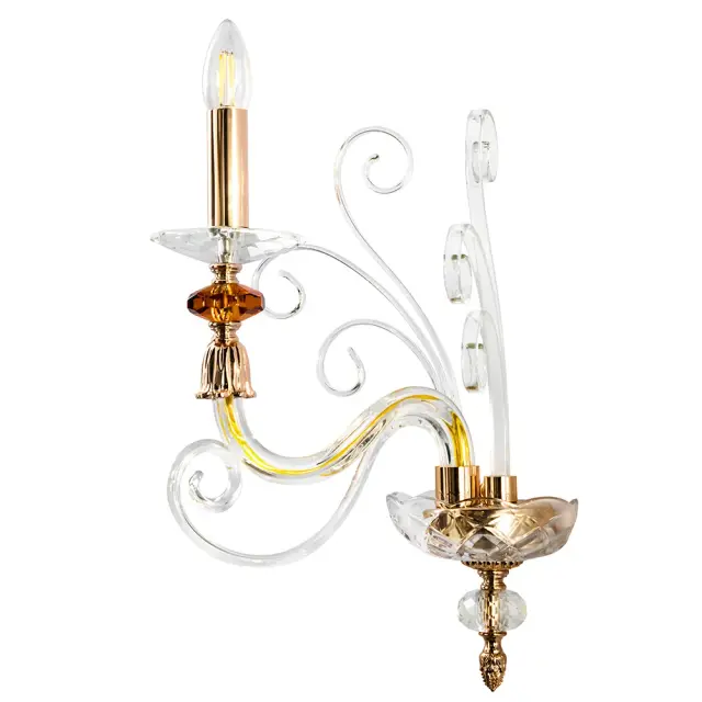 Бра Crystal Lux CATARINA AP1 V2 GOLD/TRANSPARENT-COGNAC — золотой