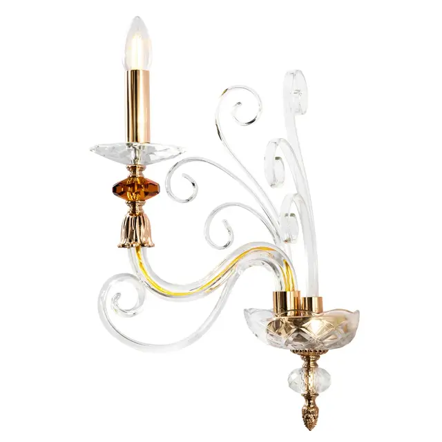 Бра Crystal Lux CATARINA AP1 V2 GOLD/TRANSPARENT-COGNAC — золотой, ракурс 2