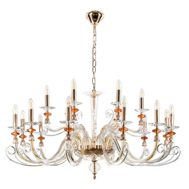 Люстра Crystal Lux CATARINA SP12+6 V2 GOLD/TRANSPARENT-COGNAC — золотой