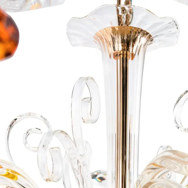 Люстра Crystal Lux CATARINA SP12+6 V2 GOLD/TRANSPARENT-COGNAC — золотой, ракурс 4