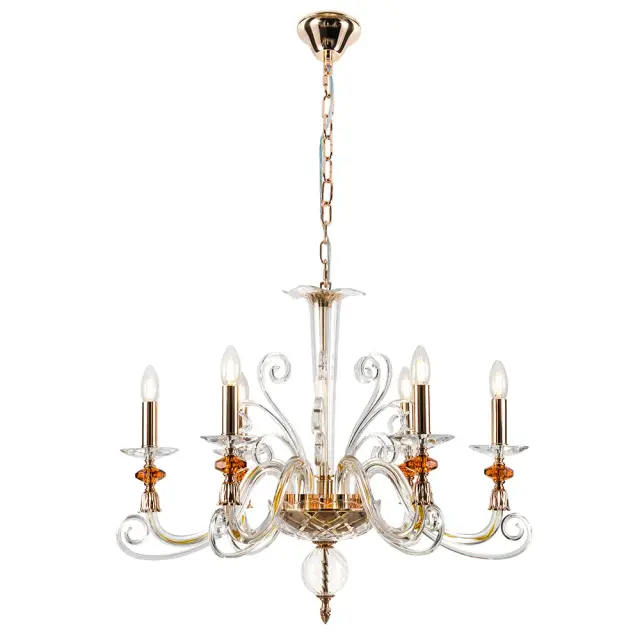 Люстра Crystal Lux CATARINA SP6 V2 GOLD/TRANSPARENT-COGNAC — золотой, ракурс 2