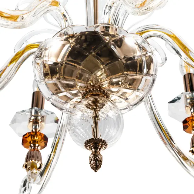 Люстра Crystal Lux CATARINA SP6 V2 GOLD/TRANSPARENT-COGNAC — золотой, ракурс 3