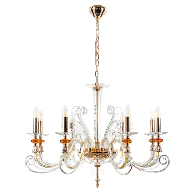 Люстра Crystal Lux CATARINA SP8 V2 GOLD/TRANSPARENT-COGNAC — золотой