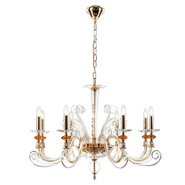 Люстра Crystal Lux CATARINA SP8 V2 GOLD/TRANSPARENT-COGNAC — золотой, ракурс 2