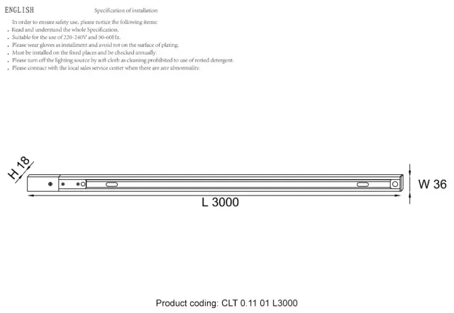 Шинопровод однофазный с питанием и заглушкой Crystal Lux CLT 0.11 01 L3000 WH — белый, ракурс 3