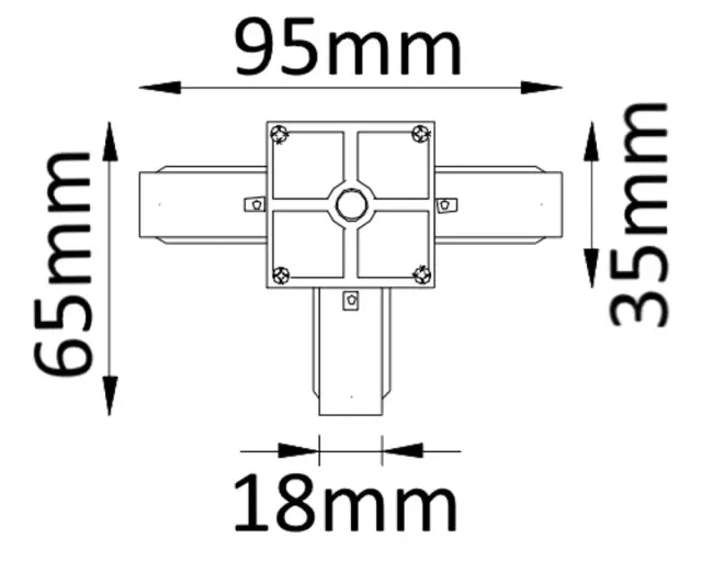 Соединитель T-образный(однофазный) Crystal Lux CLT 0.211 03 BL — черный, ракурс 2