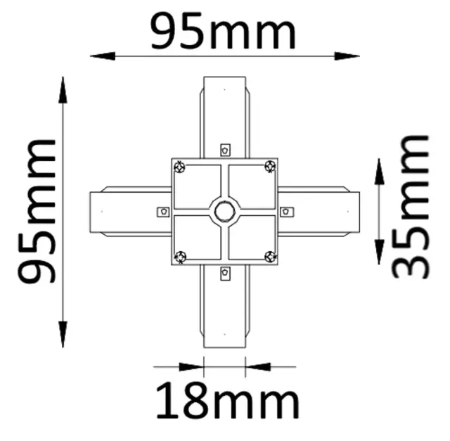 Соединитель X-образный(однофазный) Crystal Lux CLT 0.211 04 BL — черный, ракурс 2