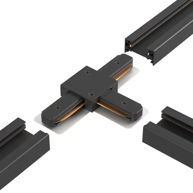 Соединитель T-образный(однофазный) Crystal Lux CLT 0.211 08 BL — черный, ракурс 5