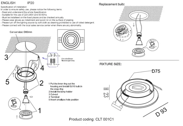 Точечный светильник Crystal Lux CLT 001C1 BL — черный, ракурс 3