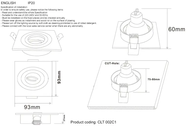 Точечный светильник Crystal Lux CLT 002C1 BL — черный, ракурс 3