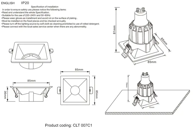 Точечный светильник Crystal Lux CLT 007C1 WH — белый, ракурс 3
