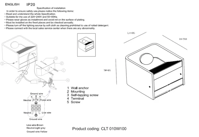Бра Crystal Lux CLT 010W100 WH — белый, ракурс 2