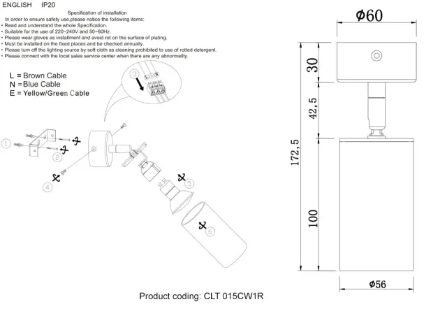 Точечный светильник Crystal Lux CLT 015CW1R BL — черный, ракурс 3