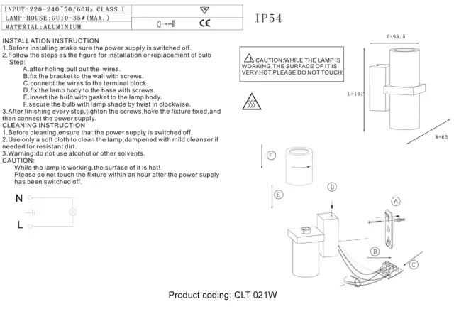 Бра Crystal Lux CLT 021W WH — белый, ракурс 2