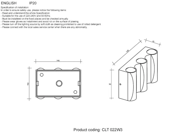 Настенный уличный светильник Crystal Lux CLT 022W3 BL-GO 4000K — черный, ракурс 4