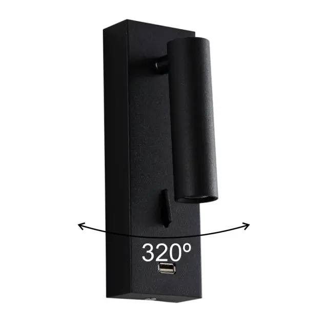 Бра Crystal Lux CLT 210W USB BL — черный, ракурс 2