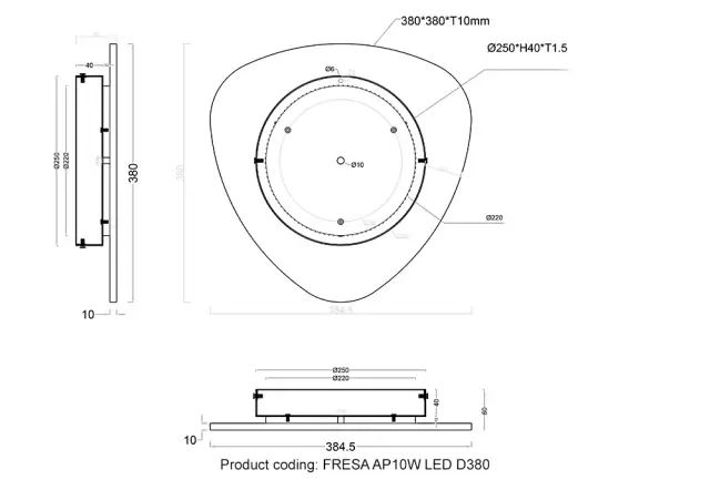Бра Crystal Lux FRESA AP10W LED D380 BLACK — золотой, ракурс 4