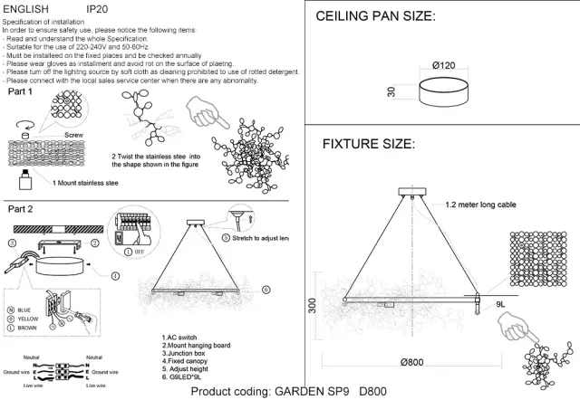 Люстра Crystal Lux GARDEN SP9 D800 CHROME — хром, ракурс 3