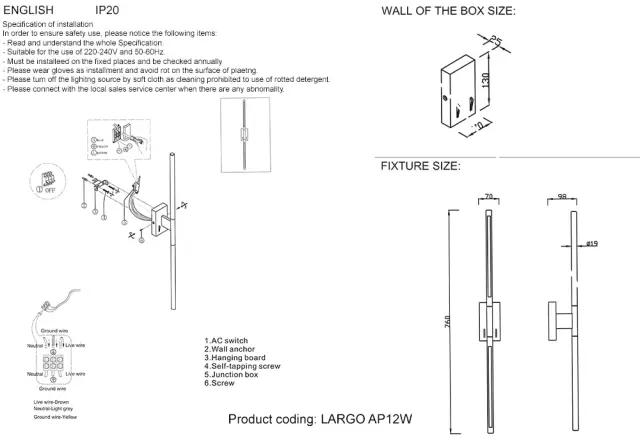 Бра Crystal Lux LARGO AP12W GOLD — золотой, ракурс 3