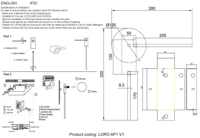 Бра Crystal Lux LORO AP1 V1 BLACK — черный, ракурс 3