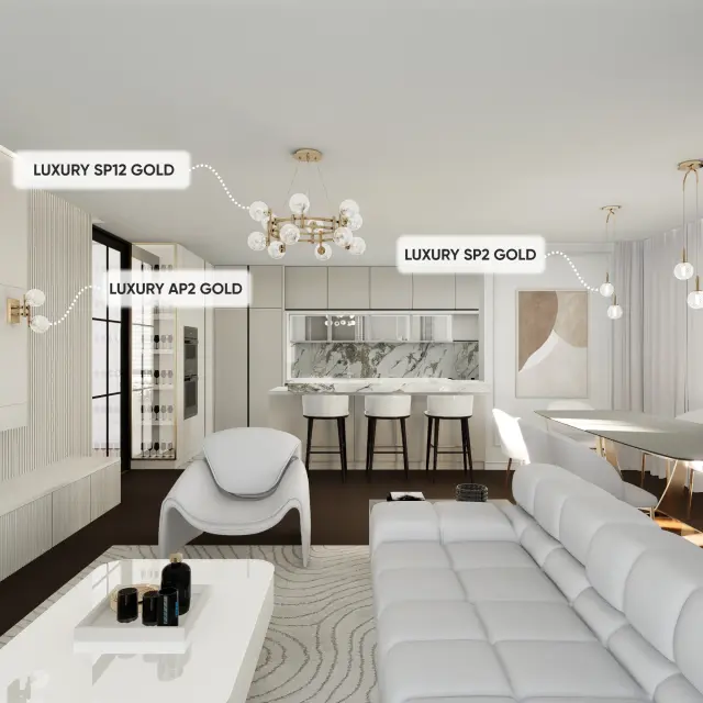 Люстра Crystal Lux LUXURY SP12 GOLD — золотой, ракурс 3