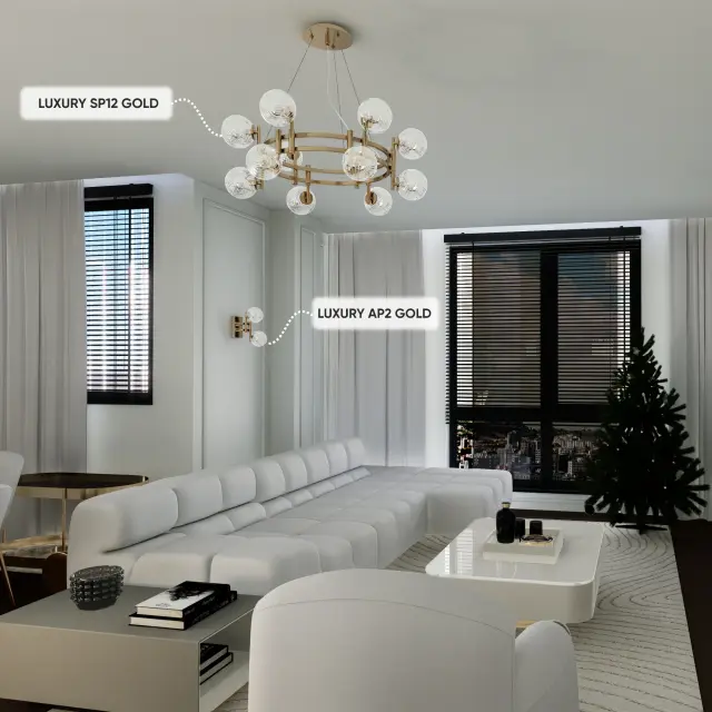 Люстра Crystal Lux LUXURY SP12 GOLD — золотой, ракурс 4