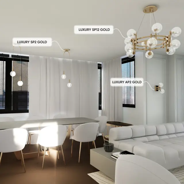 Люстра Crystal Lux LUXURY SP12 GOLD — золотой, ракурс 5