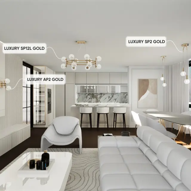 Люстра Crystal Lux LUXURY SP12L GOLD — золотой, ракурс 3