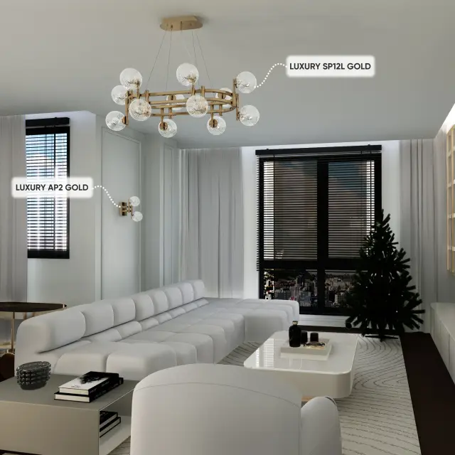 Люстра Crystal Lux LUXURY SP12L GOLD — золотой, ракурс 4
