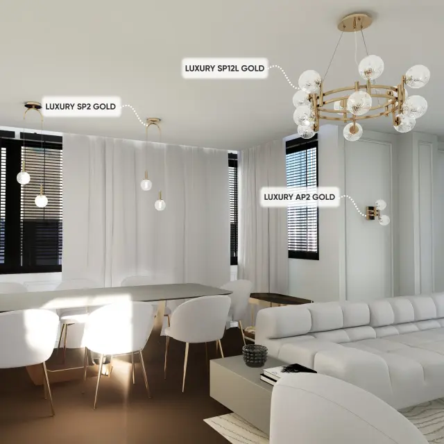 Люстра Crystal Lux LUXURY SP12L GOLD — золотой, ракурс 5