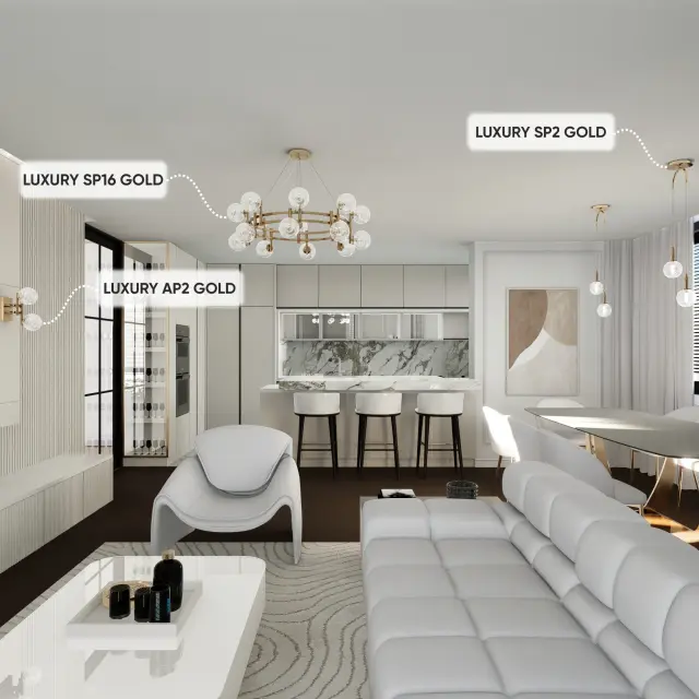 Люстра Crystal Lux LUXURY SP16 GOLD — золотой, ракурс 3