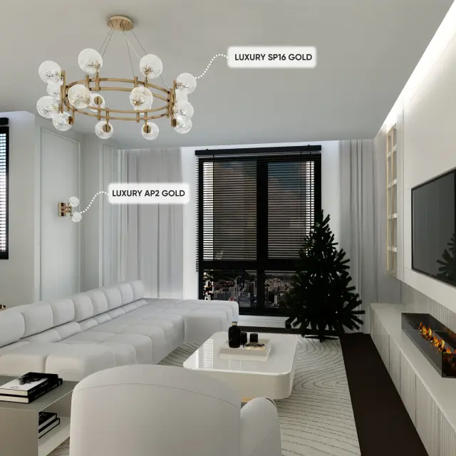Люстра Crystal Lux LUXURY SP16 GOLD — золотой, ракурс 4