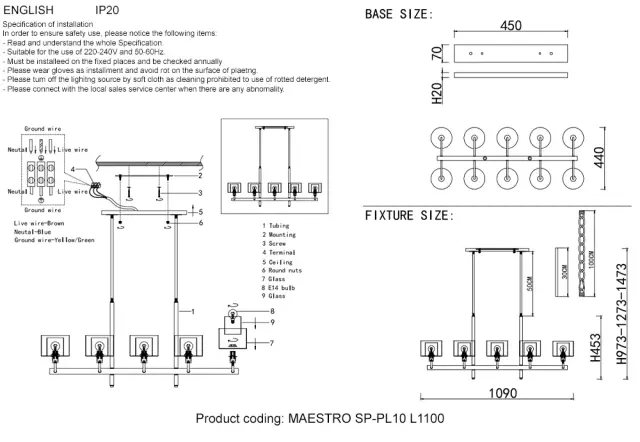 Светильник Crystal Lux MAESTRO SP-PL10 L1100 GOLD — золотой, ракурс 4
