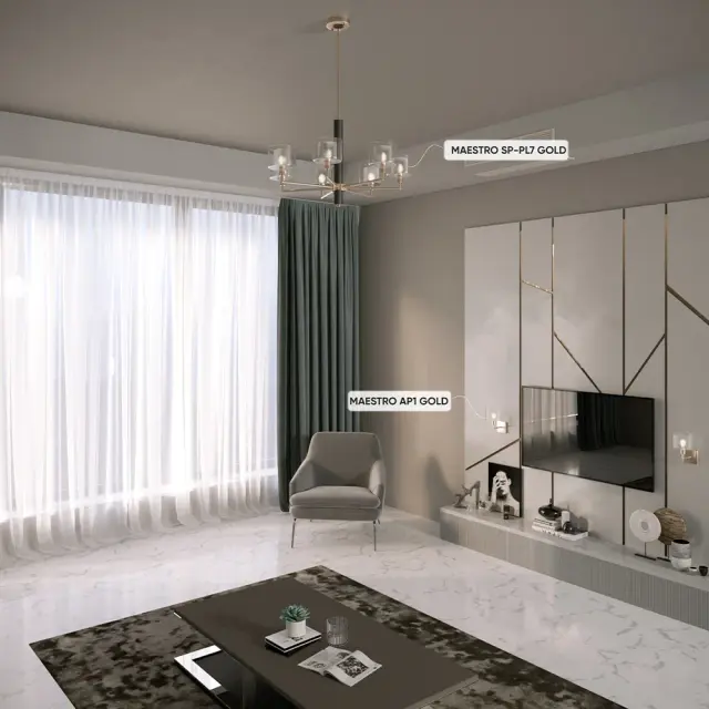 Люстра Crystal Lux MAESTRO SP-PL7 GOLD — золотой, ракурс 5