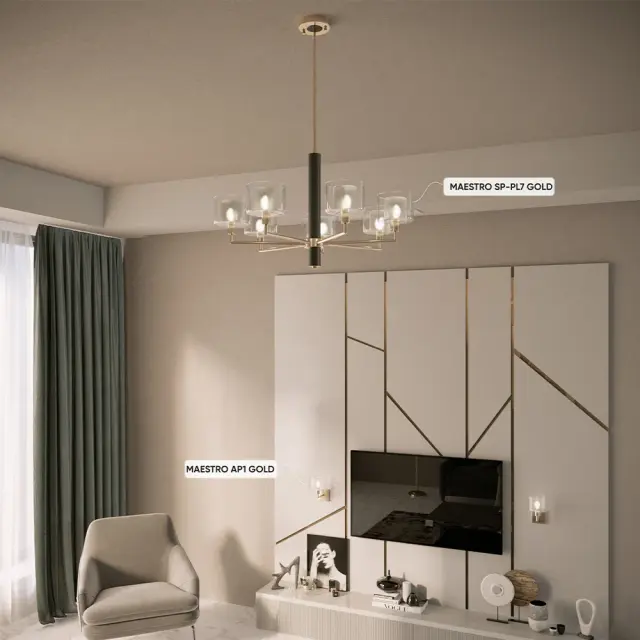 Люстра Crystal Lux MAESTRO SP-PL7 GOLD — золотой, ракурс 6