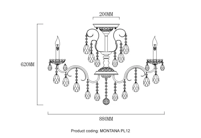 Люстра Crystal Lux MONTANA PL12 — золотой, ракурс 5