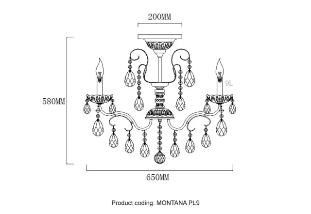 Люстра Crystal Lux MONTANA PL9 — золотой, ракурс 6