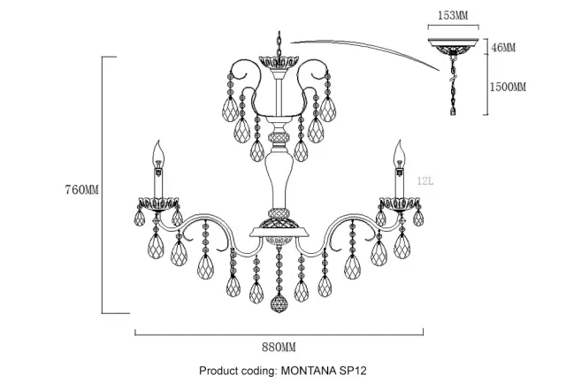 Люстра Crystal Lux MONTANA SP12 — золотой, ракурс 6