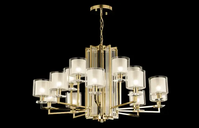 Люстра Crystal Lux NICOLAS SP-PL10+5 GOLD/WHITE — золотой