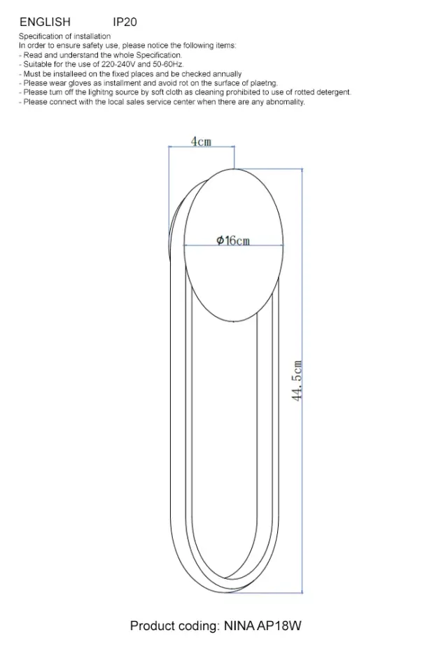 Бра Crystal Lux NINA AP18W LED BRASS — латунь, ракурс 4