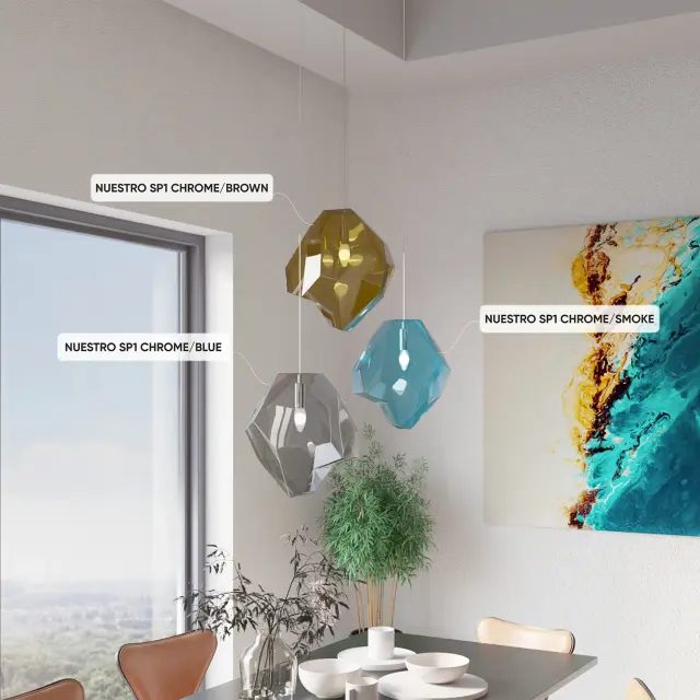 Светильник Crystal Lux NUESTRO SP1 CHROME/BLUE — хром, ракурс 2