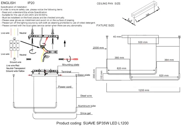 Светильник Crystal Lux SUAVE SP35W LED L1200 BLACK — черный, ракурс 5