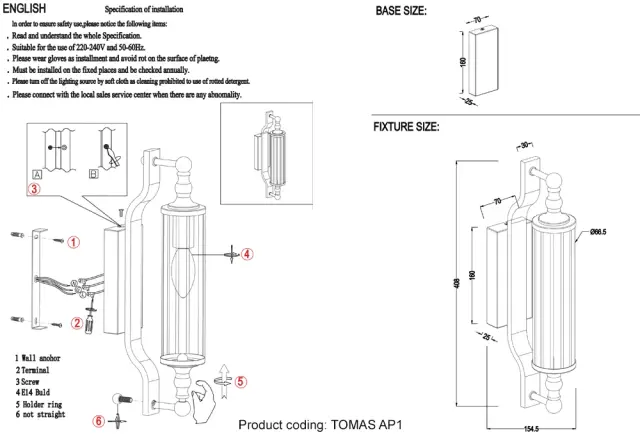 Бра Crystal Lux TOMAS AP1 GOLD — хром, ракурс 5