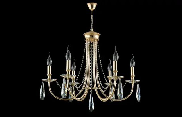 Люстра Crystal Lux VICTORIA SP6 GOLD/AMBER — золотой, ракурс 3