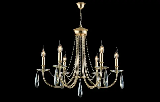 Люстра Crystal Lux VICTORIA SP6 GOLD/AMBER — золотой, ракурс 4