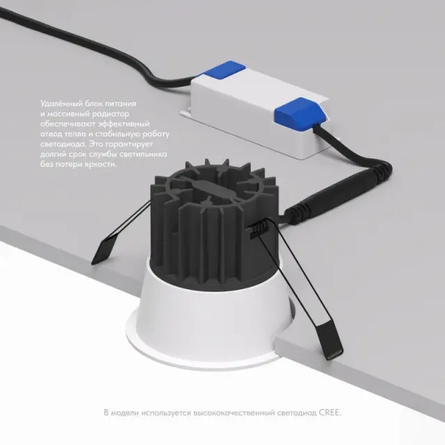 Точечный светильник Denkirs DK4500-WH GRENA | ГРИНА — белый, ракурс 3