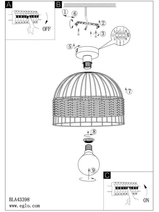 Люстра Eglo 43398 ANWICK — черный, ракурс 4
