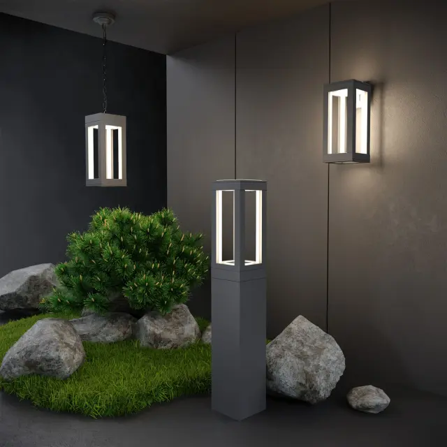 Уличный светильник Elektrostandard 1527 TECHNO LED серый/(a051856) FRAME, ракурс 7