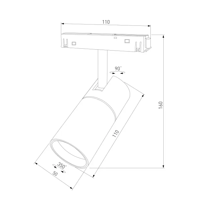 Slim Magnetic R01 Трековый светильник 6W 4200K черный 85011/01, ракурс 10
