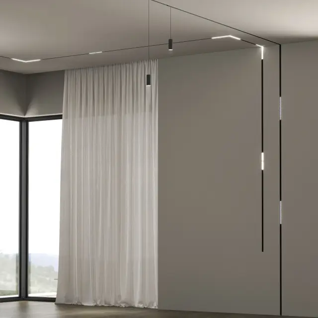 Slim Magnetic Трековый подвесной светодиодный светильник 12W 4200K Amend чёрный 85519/01 — черный, ракурс 3